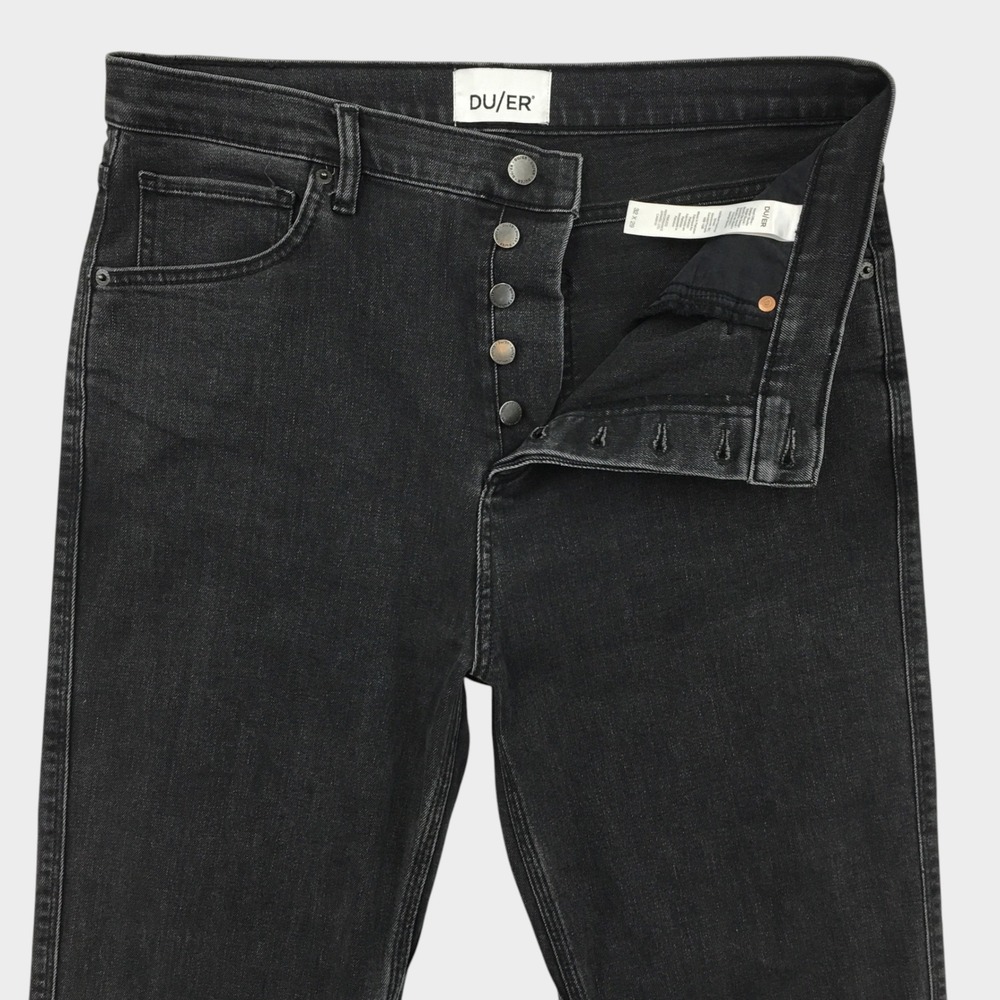 DU/ER Button-fly Jeans Women's Midweight High Rise Straight Black Size 32x29